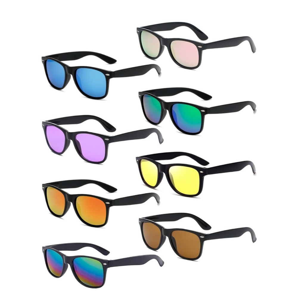 Retro Classic Stylish Black Sunglasses with Multicolor Lenses w/Microfiber Bag 🆕
